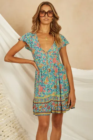 Belle Pointe Dress Turquoise