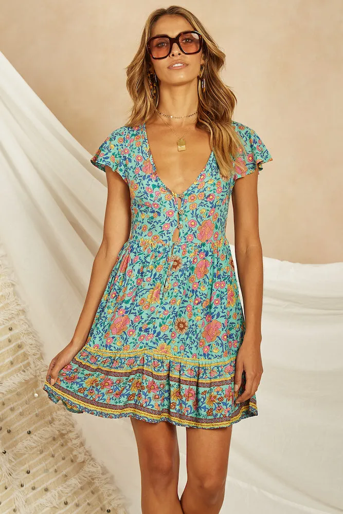 Belle Pointe Dress Turquoise