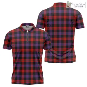 Broun Modern Tartan Zipper Polo Shirt