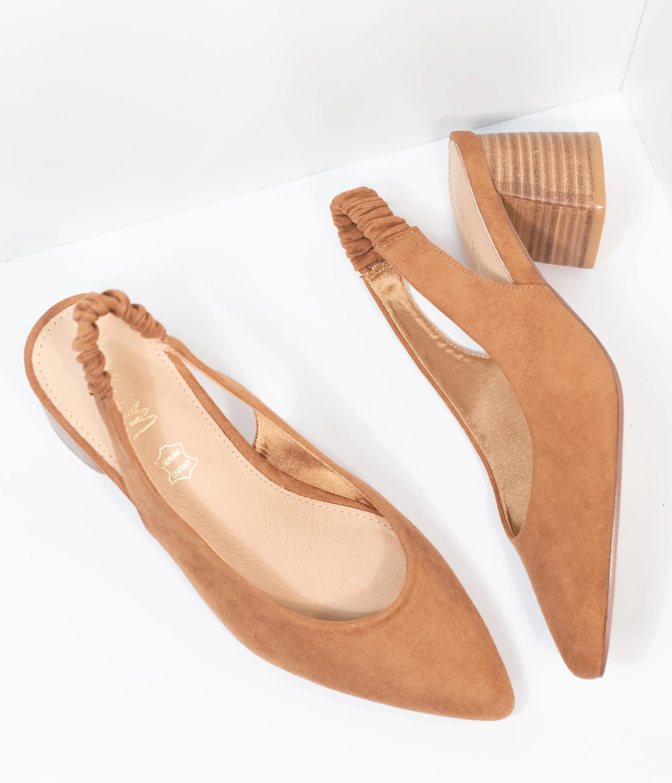 Brown Suede Heel Slingback Mules