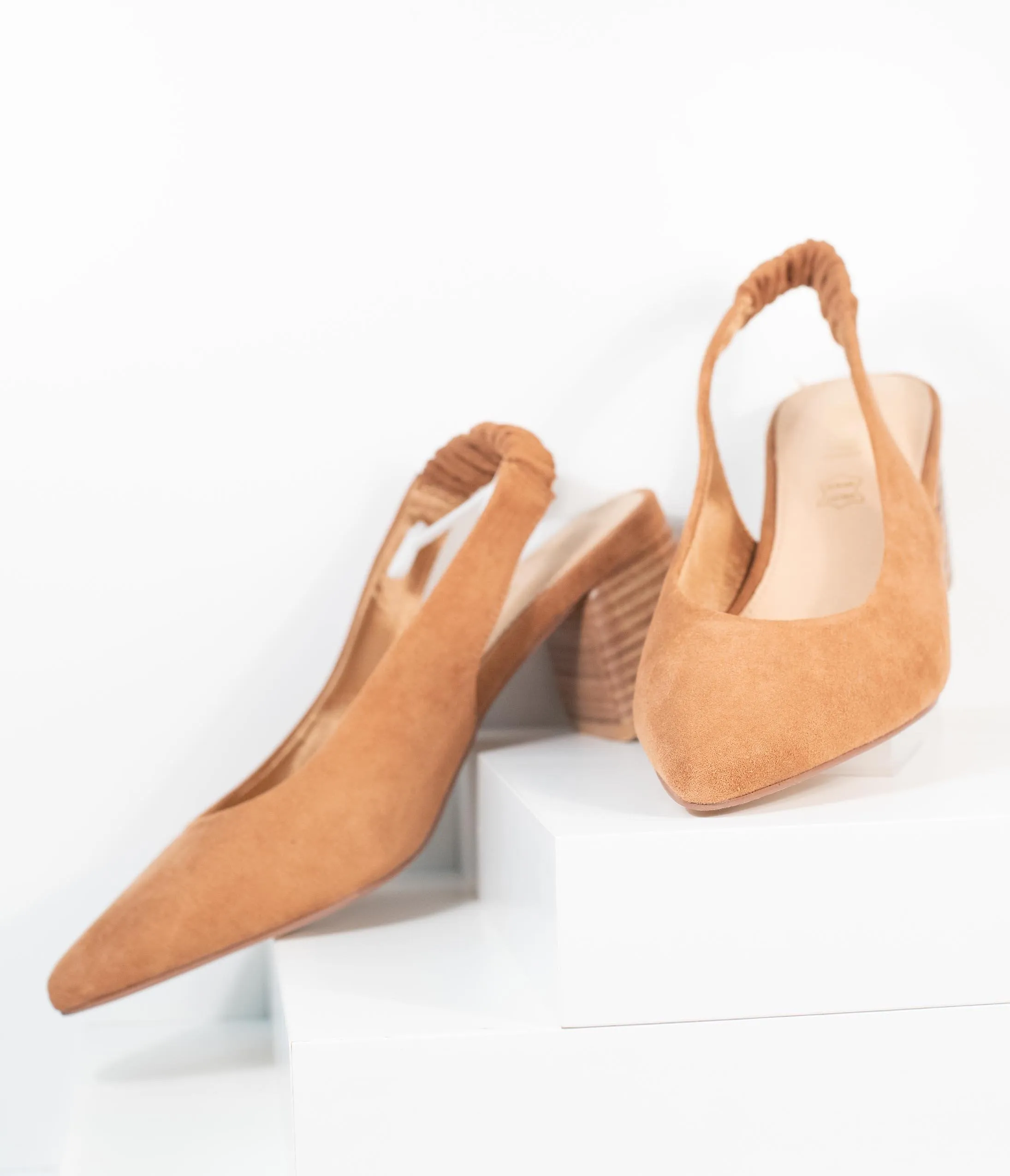 Brown Suede Heel Slingback Mules