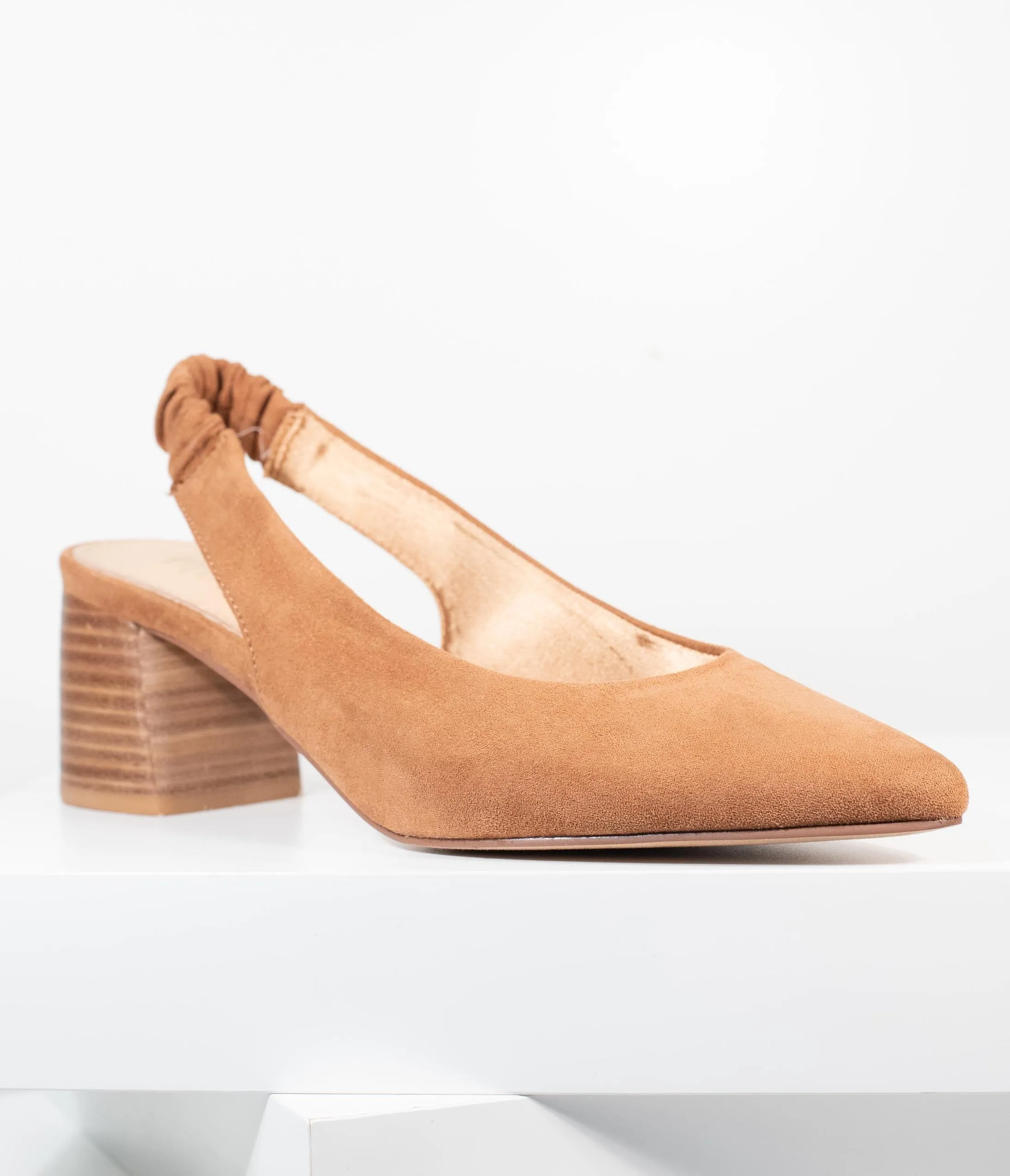 Brown Suede Heel Slingback Mules