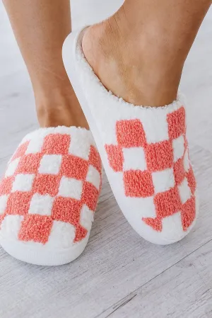 Checkered Print Fuzzy Slippers | PRE ORDER