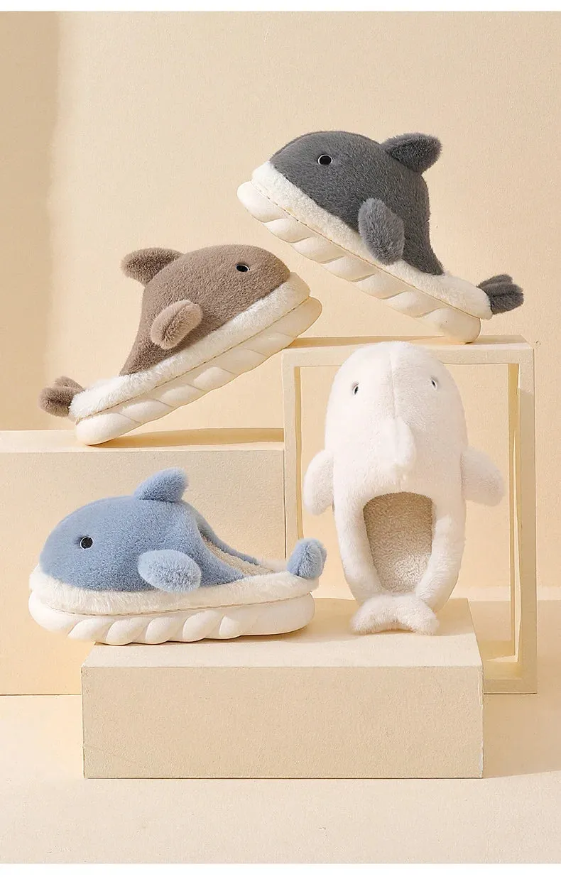 Cute Shark Fluffy Chunky Plushie Slippers