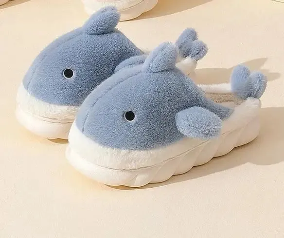 Cute Shark Fluffy Chunky Plushie Slippers