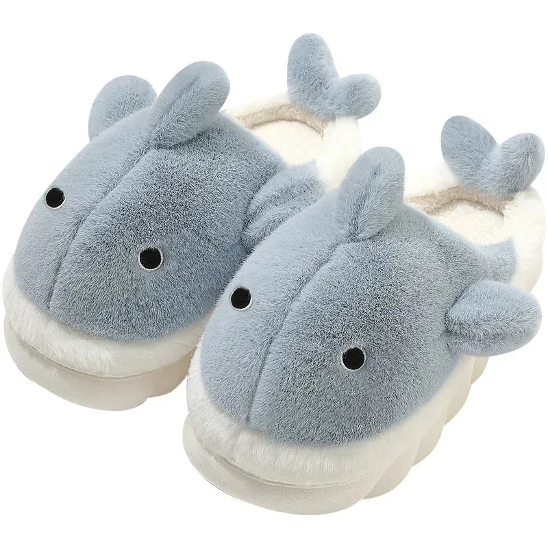 Cute Shark Fluffy Chunky Plushie Slippers