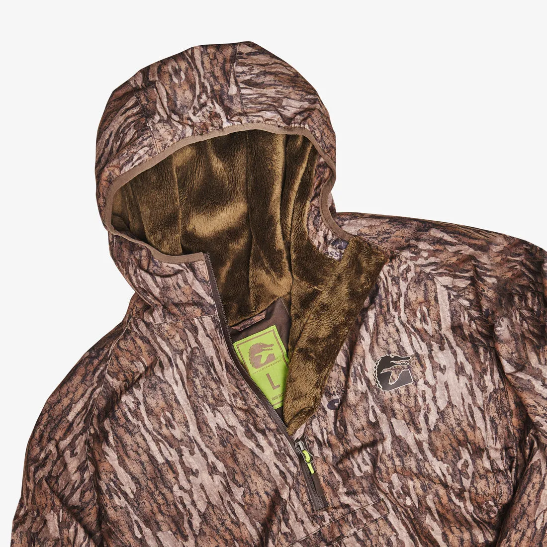 Gator Waders Mens Mossy Oak Bottomland Waterproof 1/2 Zip Bog Hoodie