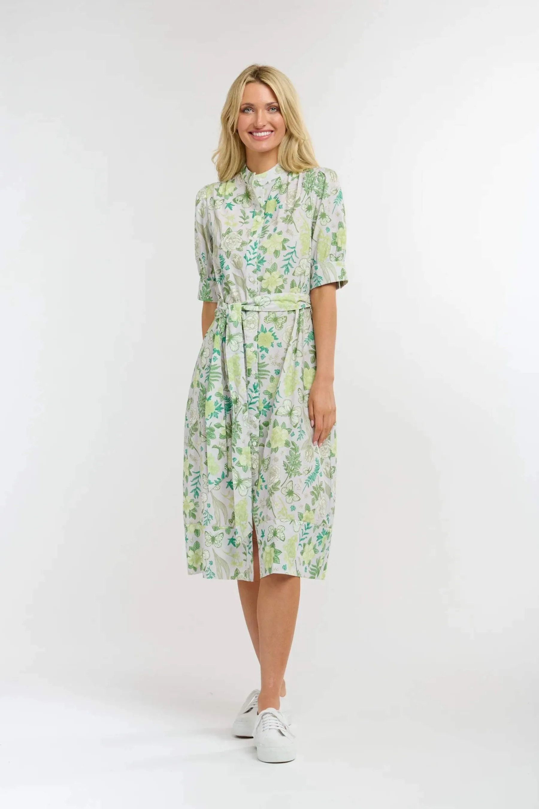 Hepburn Dress | White/Green