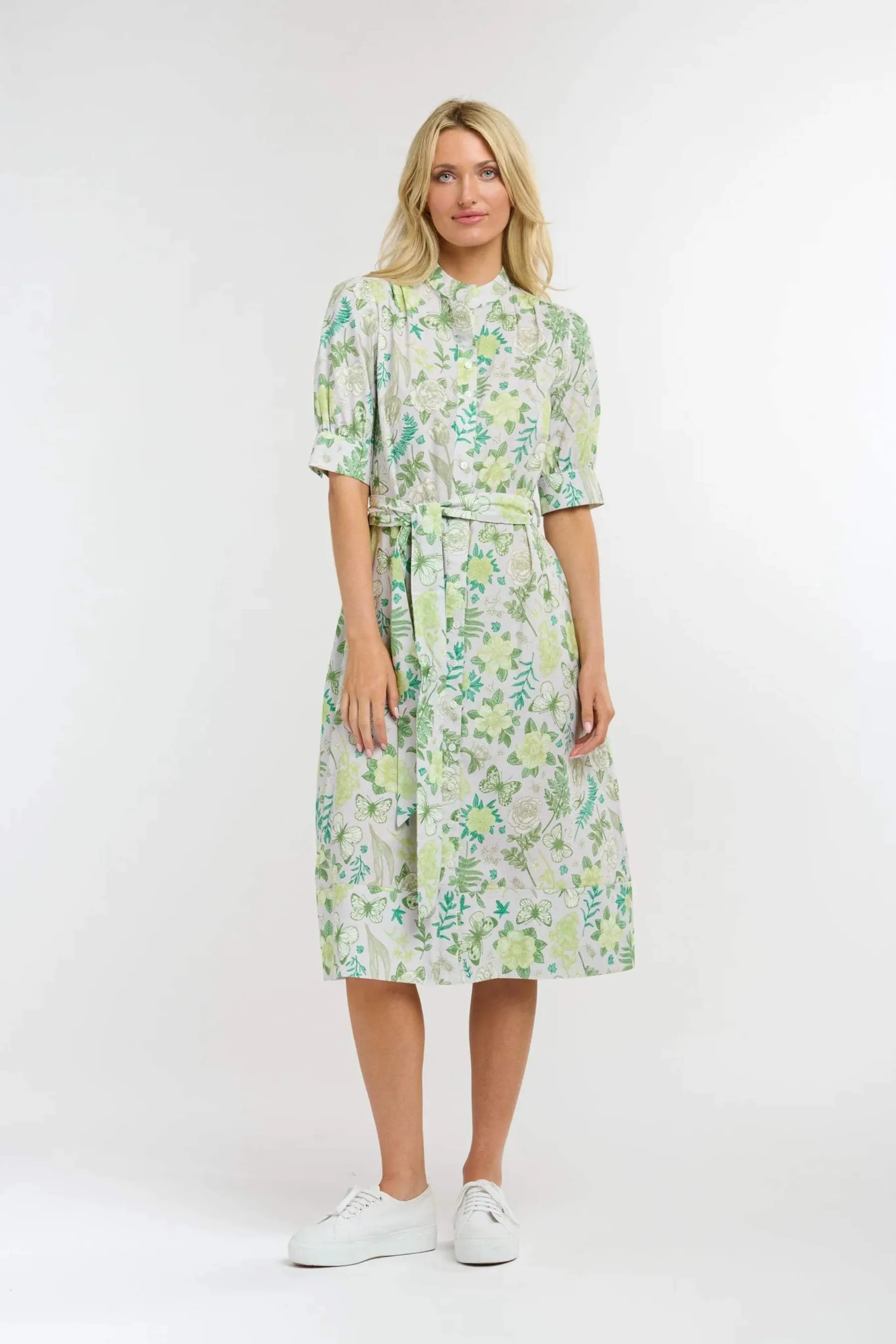 Hepburn Dress | White/Green