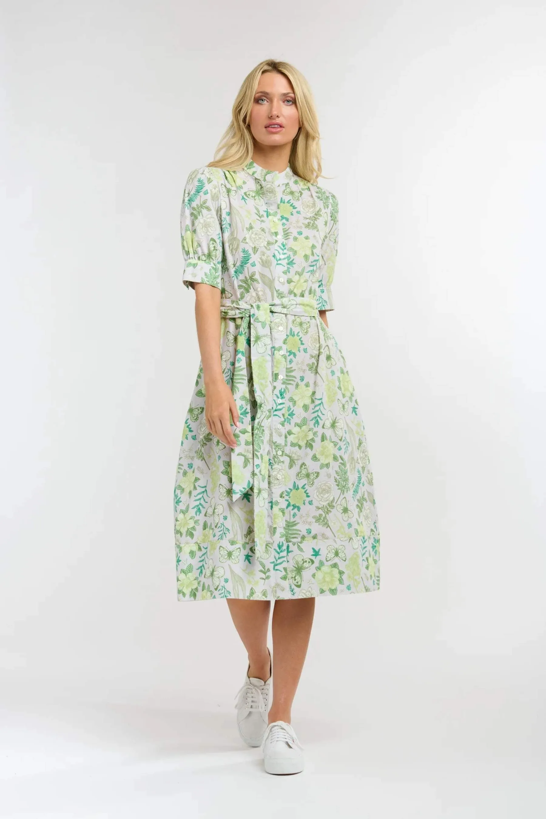 Hepburn Dress | White/Green