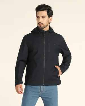 Hoodie Dark Blue Solid Zipper Jacket - Liam