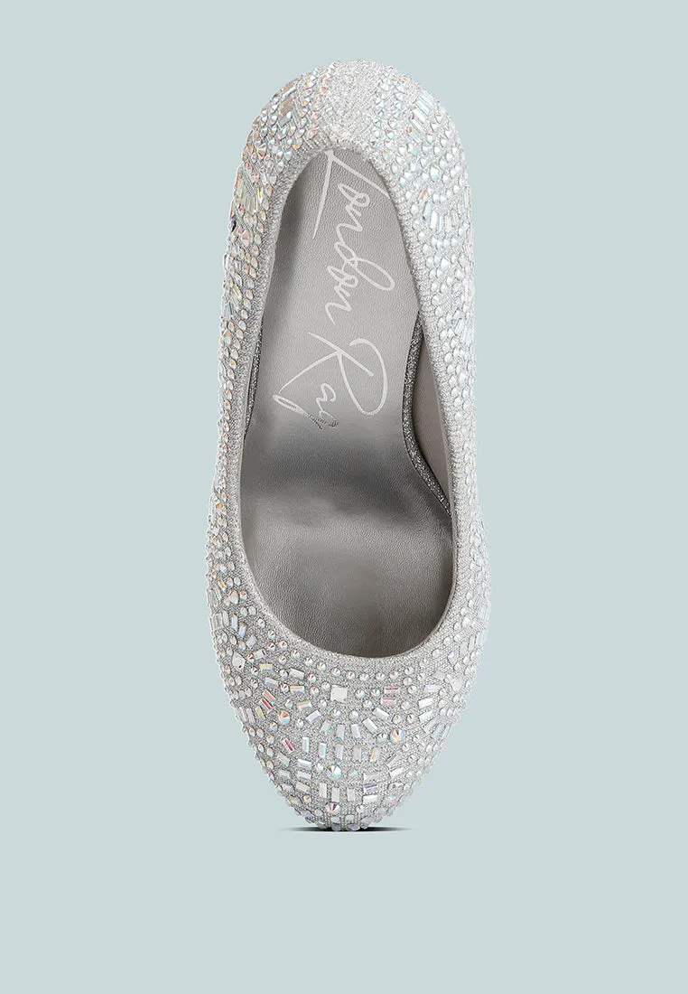 Jolly Exquisite Rhinestone-Embellished Stiletto Pumps