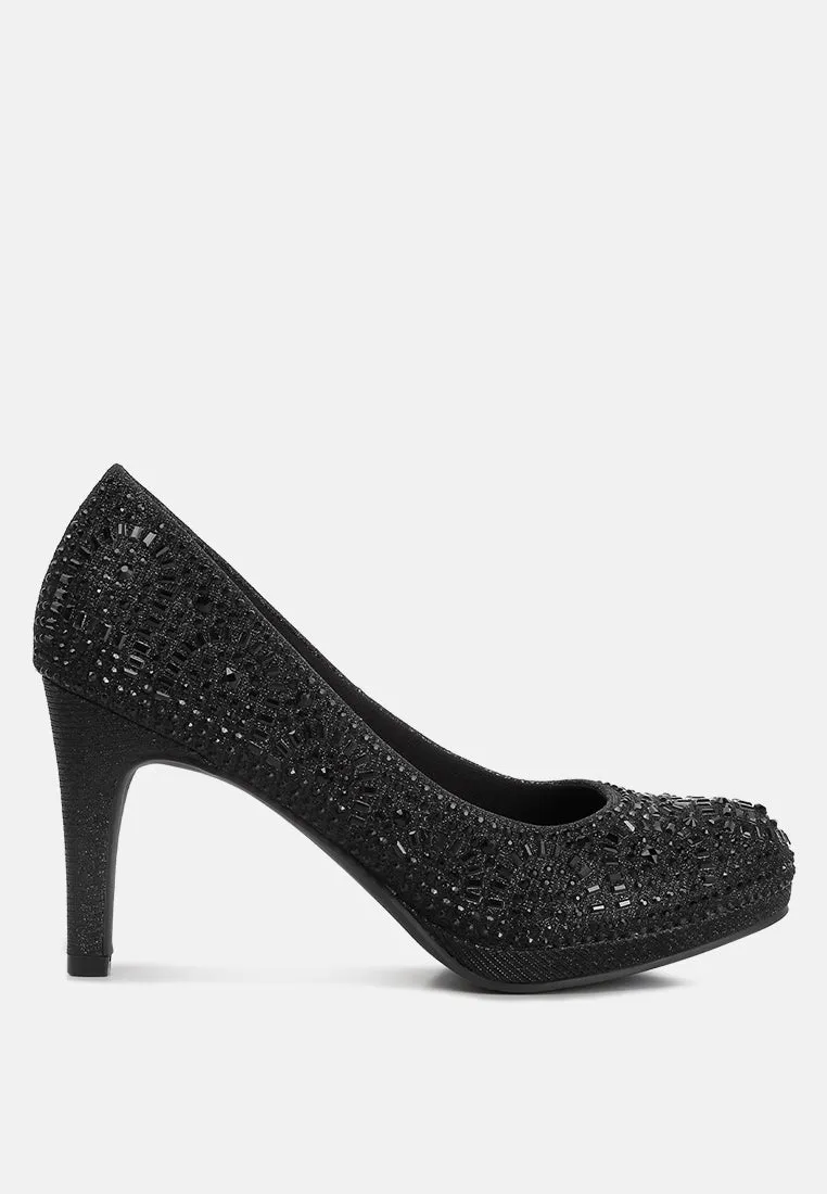 Jolly Exquisite Rhinestone-Embellished Stiletto Pumps