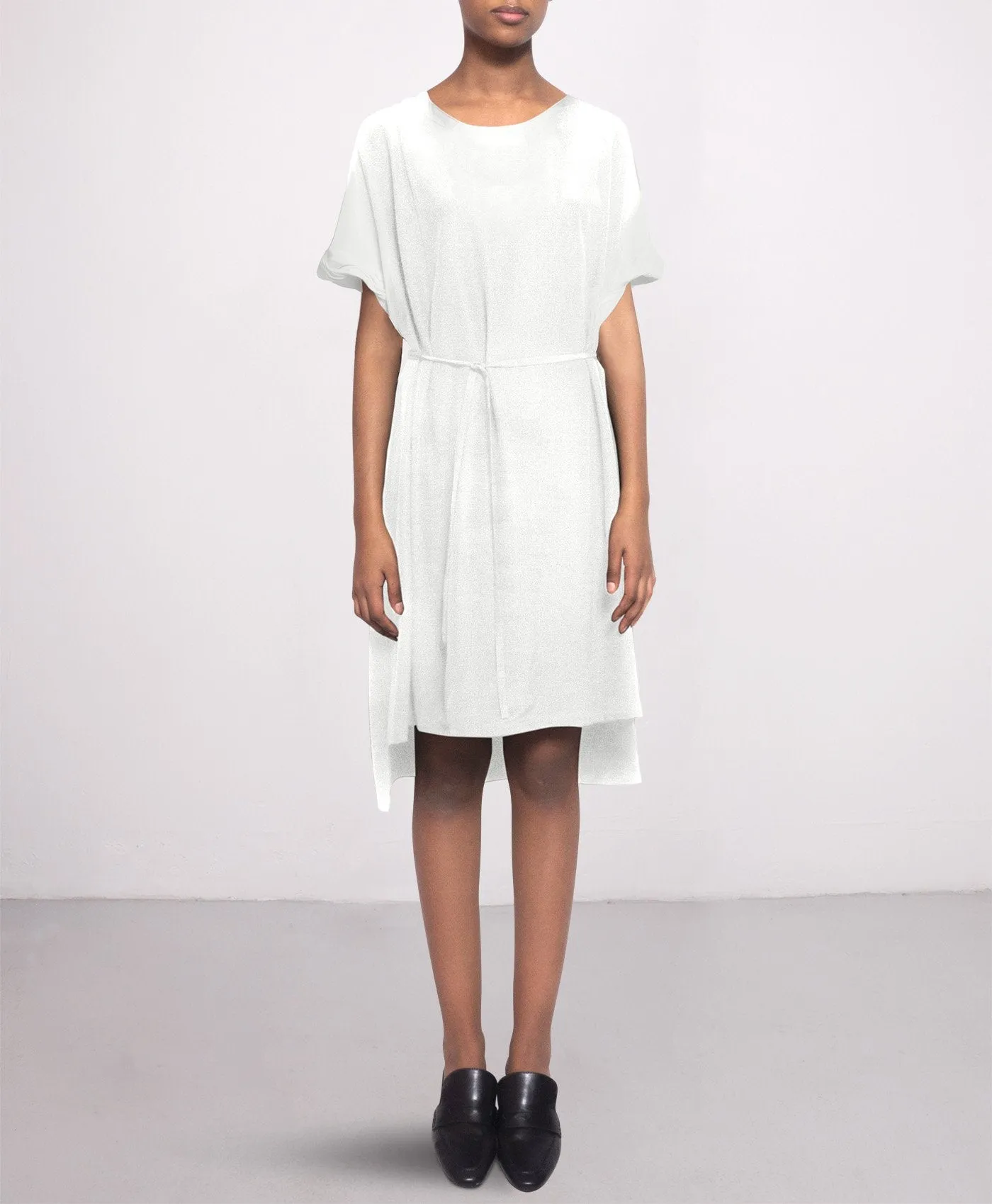 Knee-length Silk Dress Off White