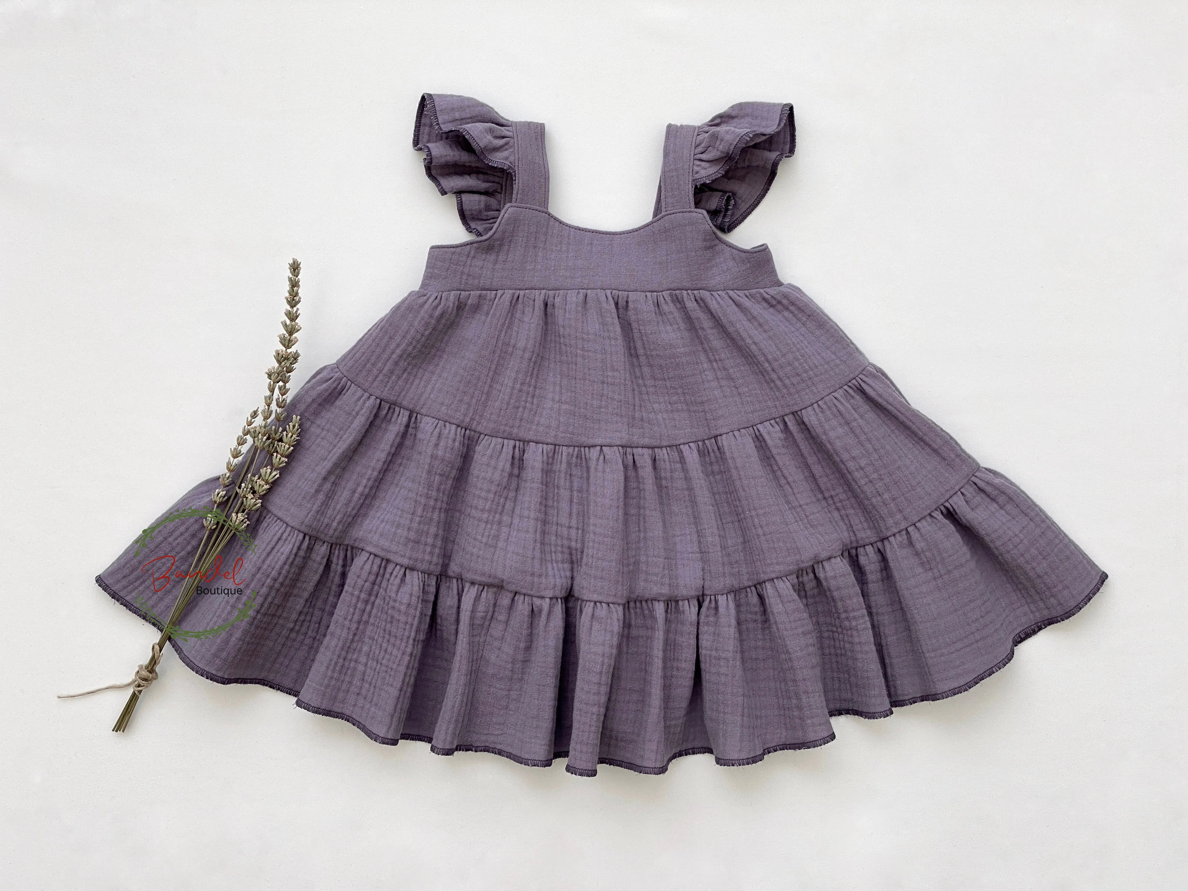 Lilac Flutter Sleeve Dress