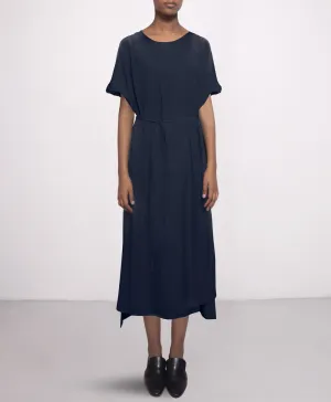 Long Silk Dress Navy