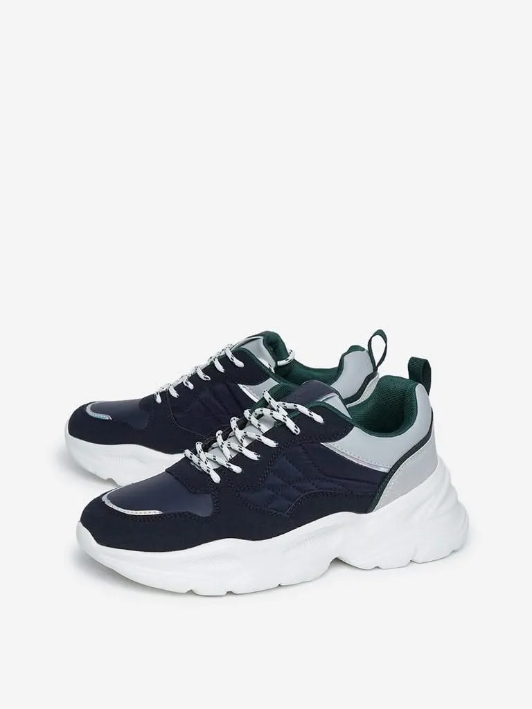 LUNA BLU Navy Tonal Lace-Up Sneakers