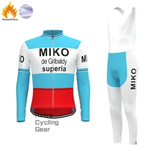 MIKO Blue Fleece Retro Cycling Kits