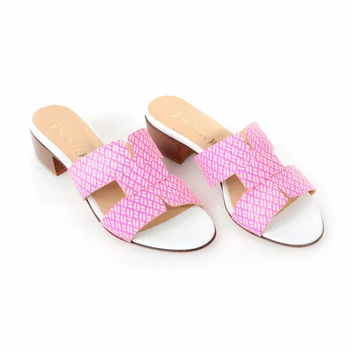 Nicola Sexton Pink & White Heeled Sliders