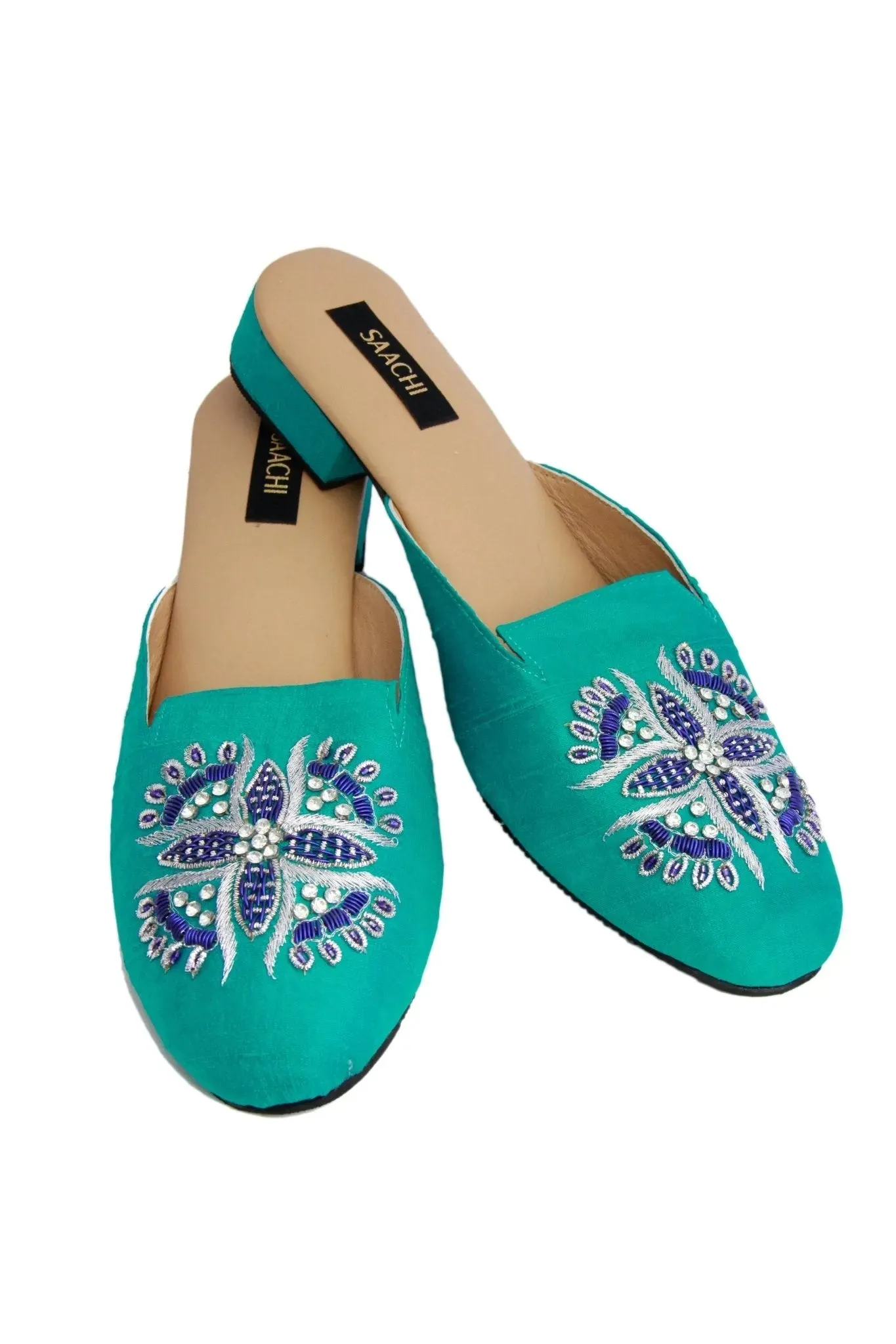 Peacock Embroidered Mule