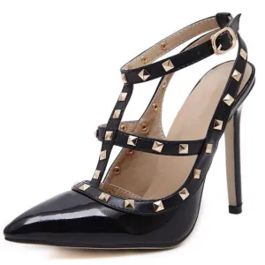 Sexy Pointed Fashion Buckle Studded High Heel Stiletto