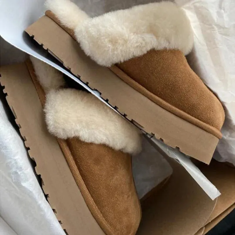 Soft Plush Winter Suede Mule Slippers