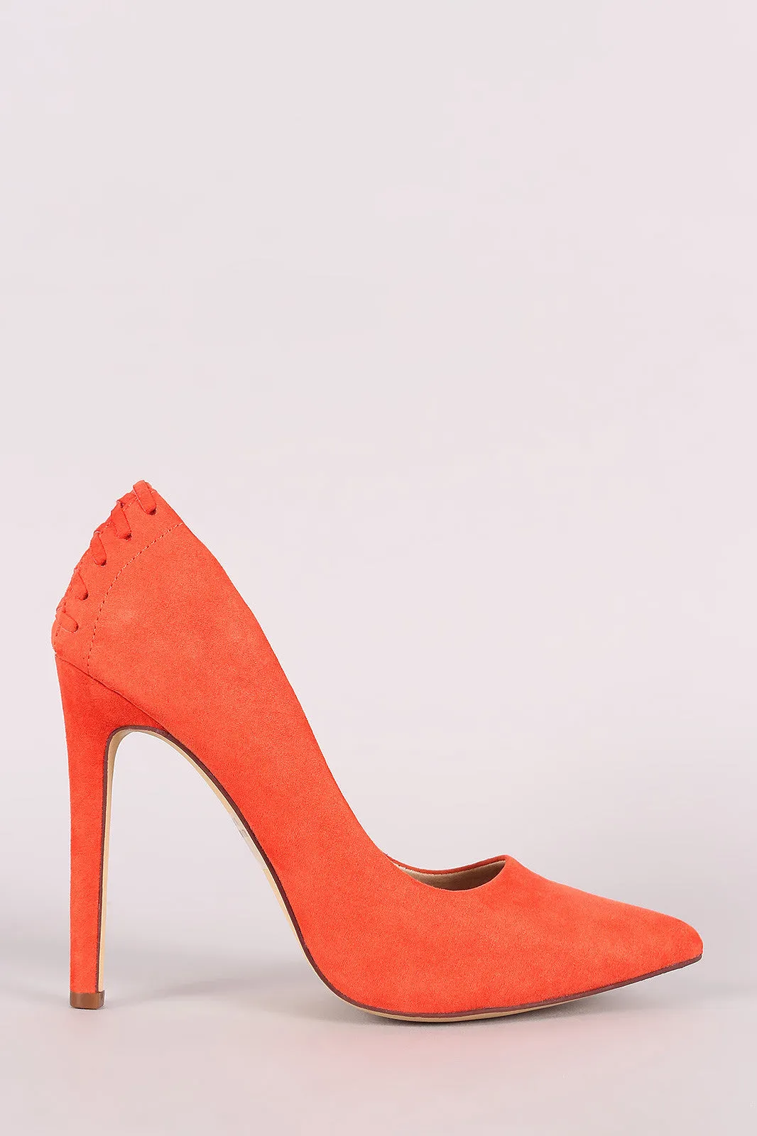 Suede Back Lattice Pointy Toe Pump