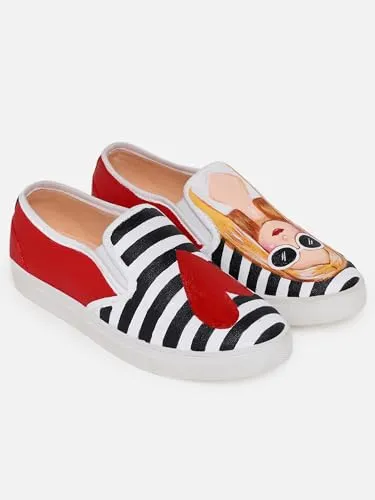 THE QUIRKY NAARI Fashionista Slipons for The Fashion Forward | Red | 8 UK